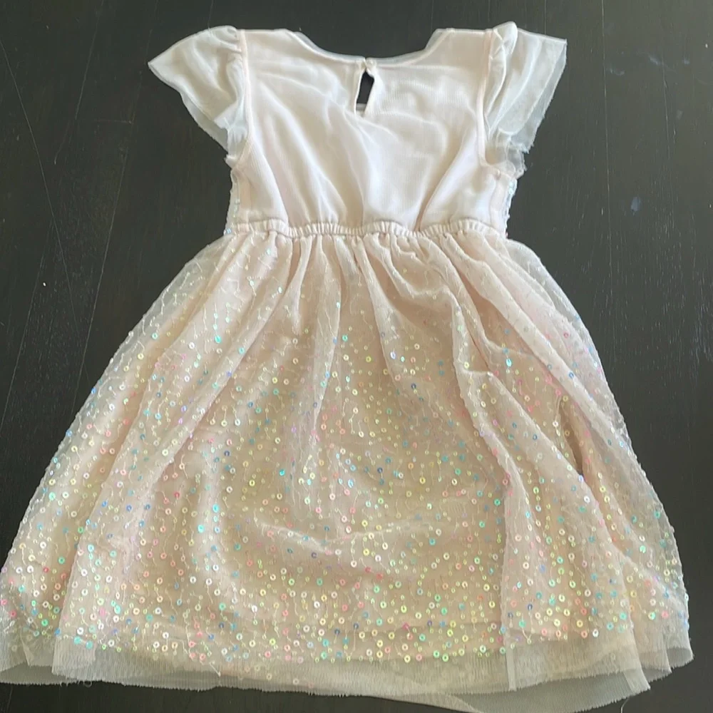 FREE in Bundle - GUC Cat & Jack Blush Pale Pink Sequin Dress with Tulle - Picture 3 of 4